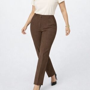 Context | Petite Brown Pinstripe Dress Pants | Size 14WP | Straight Leg